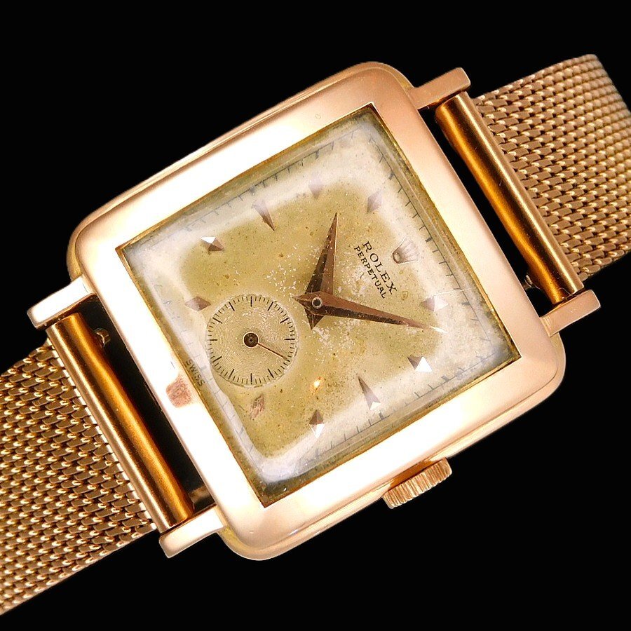 交渉可☆バブルバック派生モデル☆18金無垢ローズゴールド★ロレックス パーペチュアル バルジングバック Ref.4643★メンズ・名機Cal.520AR