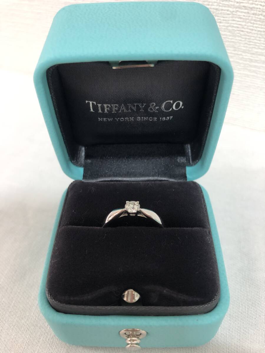 B29 美品　ティファニー Tiffany ハーモニー VVS1 ダイヤモンド リング 鑑定書付　D0.21ct PT950 2.9g 