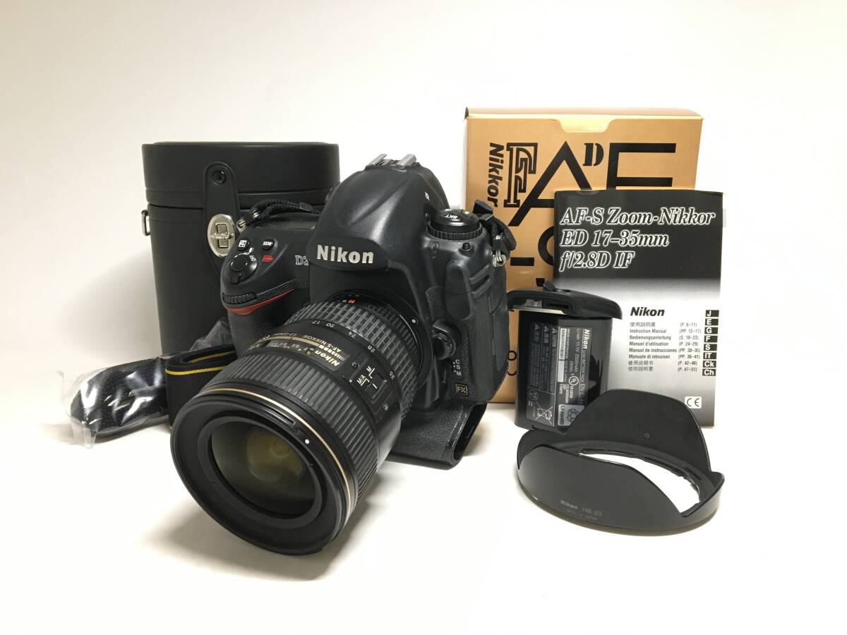 ★ Nikon D3 + AF-S NIKKOR 17-35mm 1:2.8 D ★ デジタル一眼レフカメラ バッテリーパック ケース 元箱付き ストラップ ニコン