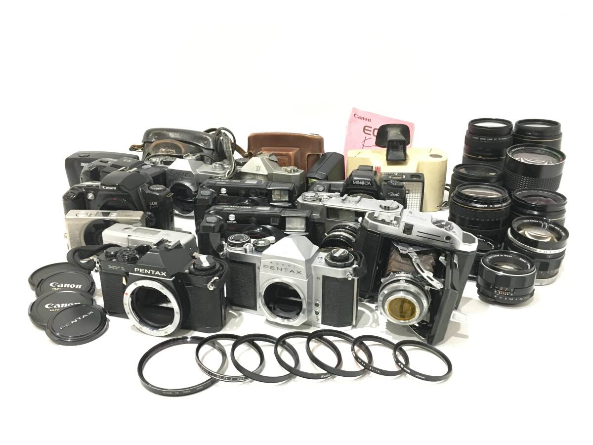 ☆ カメラジャンク まとめ ☆ PENTAX MV1 + SV + Pearl III + Konishiroku Hexar 1:3.5 f=75mm 他 ペンタックス コニカ