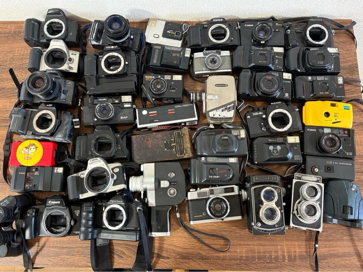 ★大特価★ カメラ まとめ売り 約40点以上 RICOH / Canon / Minolta / Pentax 二眼レフ 8mm フィルムカメラ ジャンク 動作未確認#1552