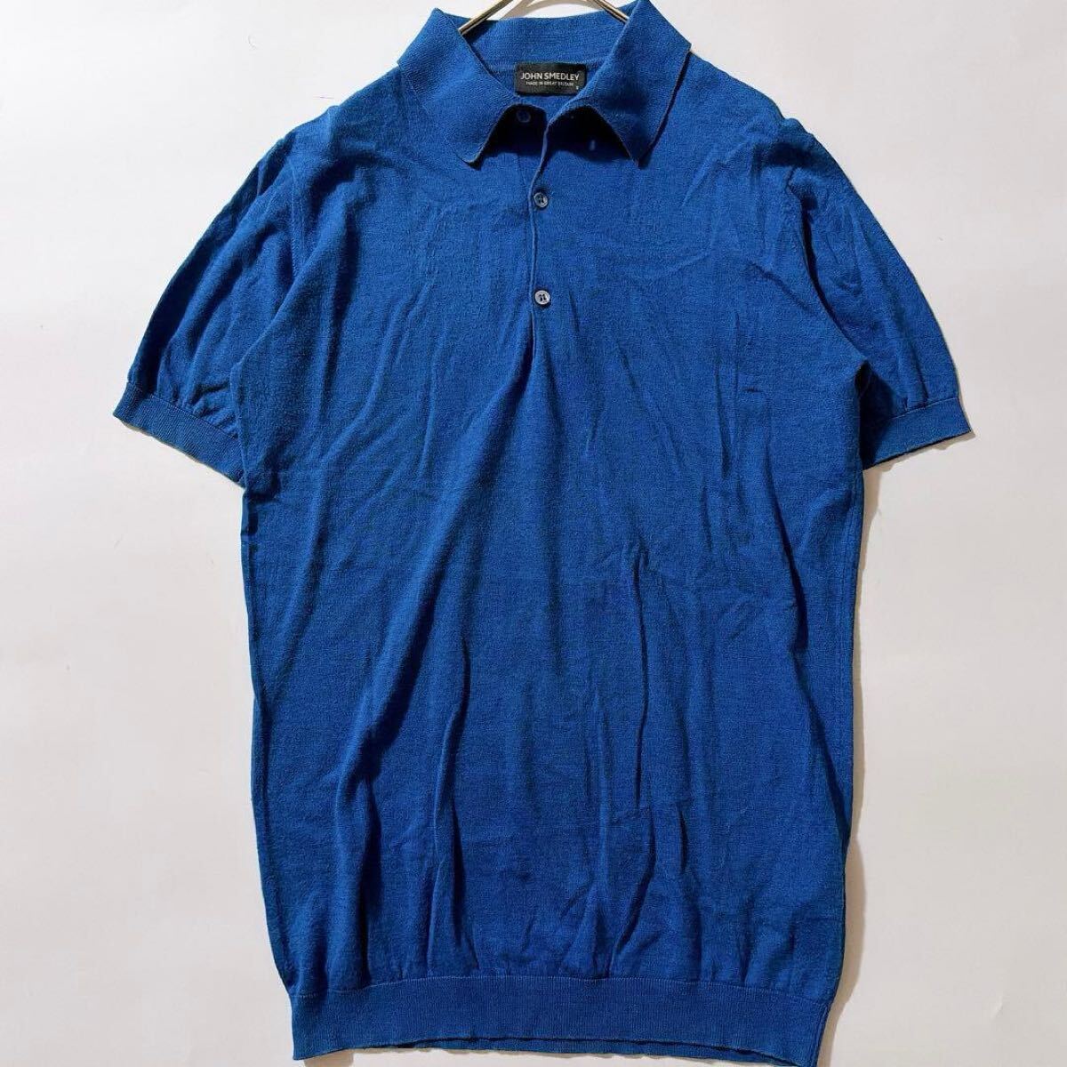 John Smedley ジョンスメドレー シーアイランドコットン 半袖 ニットポロシャツ 英国製 SEA ISLAND COTTON コットン ブルー メンズ S