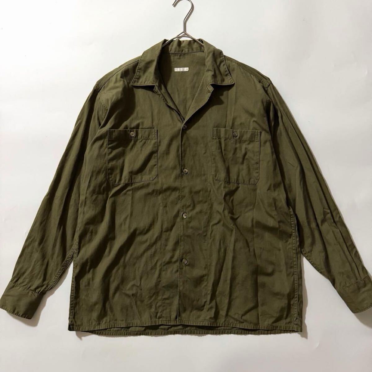 COMOLI コモリ OD オープンカラー 長袖 シャツ L03-02005 ワークシャツ オリーブ コットン 日本製 開襟 サイズ1