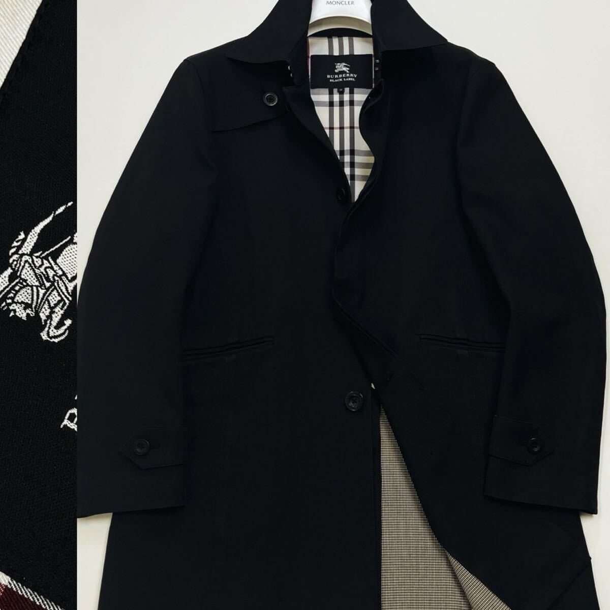 BURBERRY BLACK LABEL マリンコート ノバチェック コットントレンチコート ブラック バーバリーブラックレーベル　スプリングコーデ