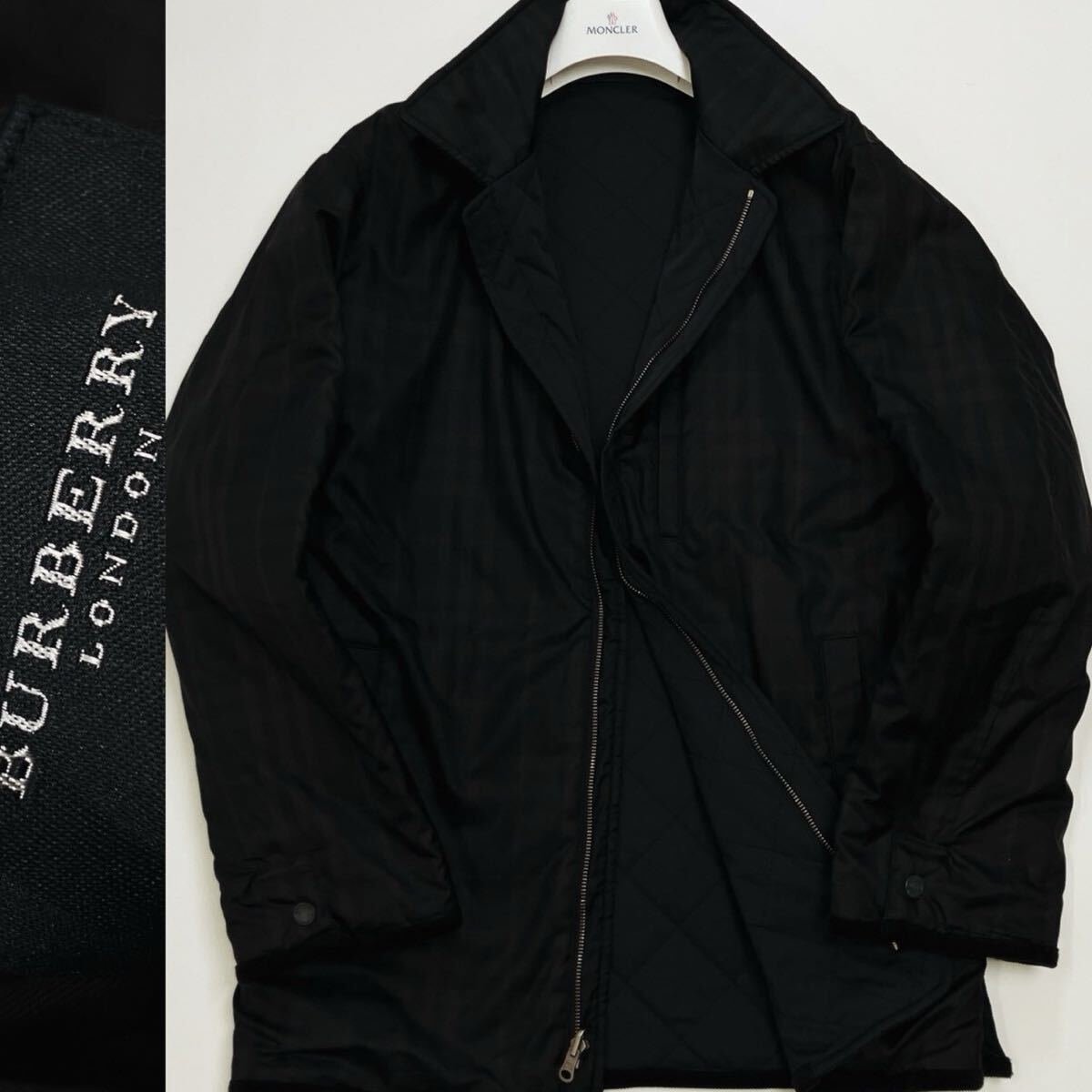 BURBERRY LONDON 【極美品】幻の中綿ダウン★極稀少リバーシブル　2way 立体ノバチェックブルゾン　コート 圧巻ホースロゴ　L