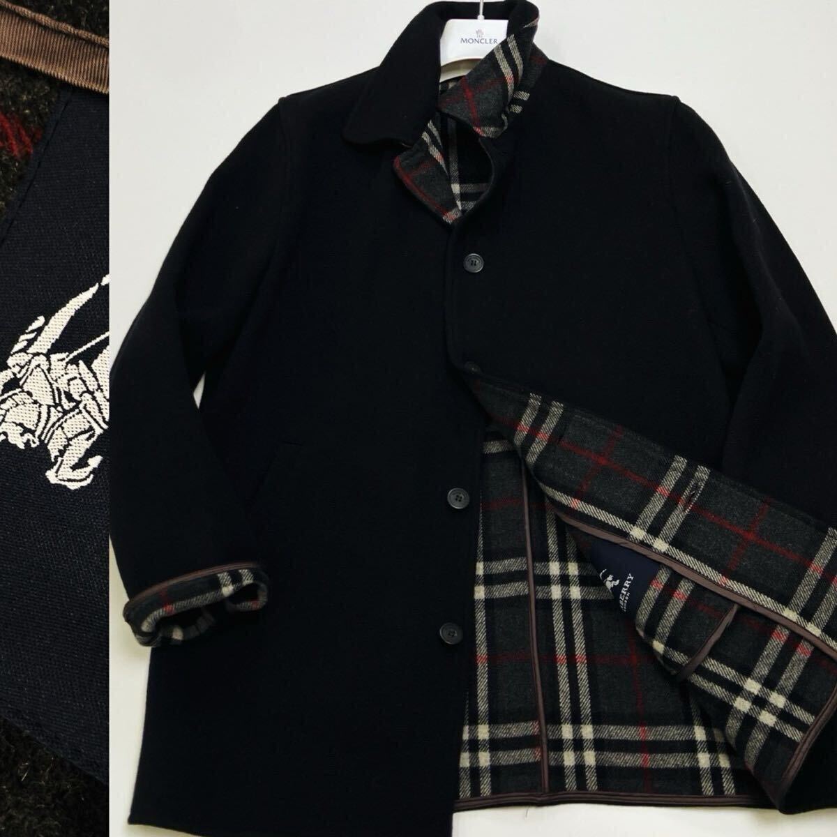BURBERRY LONDON 一枚袖 ノバチェック ウールトレンチコート ブラック バーバリーロンドン　超希少!!!スペイン製　18万　1円スタート