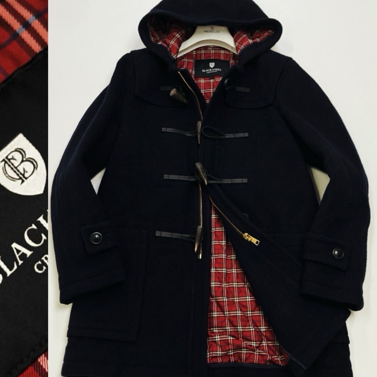 BURBERRY BLACK LABEL マリンコート ノバチェック メルトンウールダッフルコート ブラック バーバリーブラックレーベル　cresutabridge