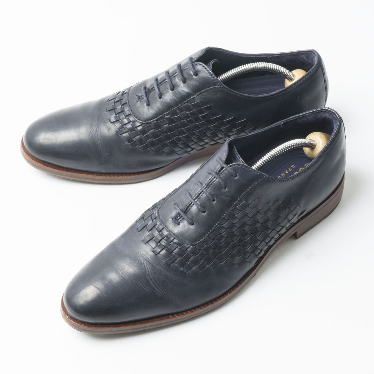 定価68,200円/美品『COLEHAAN』革靴 9M(26.5cm相当) ネイビー grand.os サドルシューズ コールハーン メンズ 管理2143