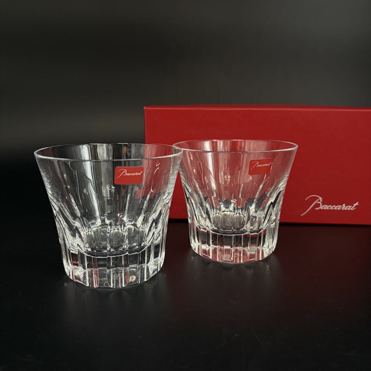 ◆ 未使用 バカラ エトナ ロックグラス タンブラー 2点セット ペア Baccarat シール付 外箱あり ◆　　　【C4857】