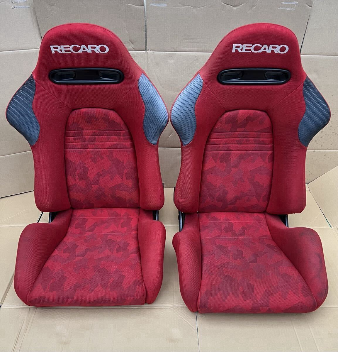 希少品！RECARO SR-5 セミバケットシート 左右セット 運転席/助手席 2脚セット レッドシート赤ステッチ限定品ホンダ/マークII/チェイサー等