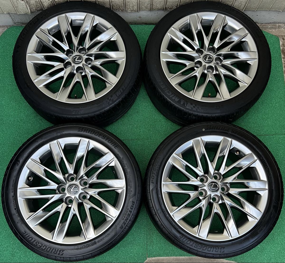 美品！LEXUS レクサスLS500 純正OP19インチタイヤ/ホイール4本 8J+25 5H PCD120 LS500h/アルファード40系等 245/45R19