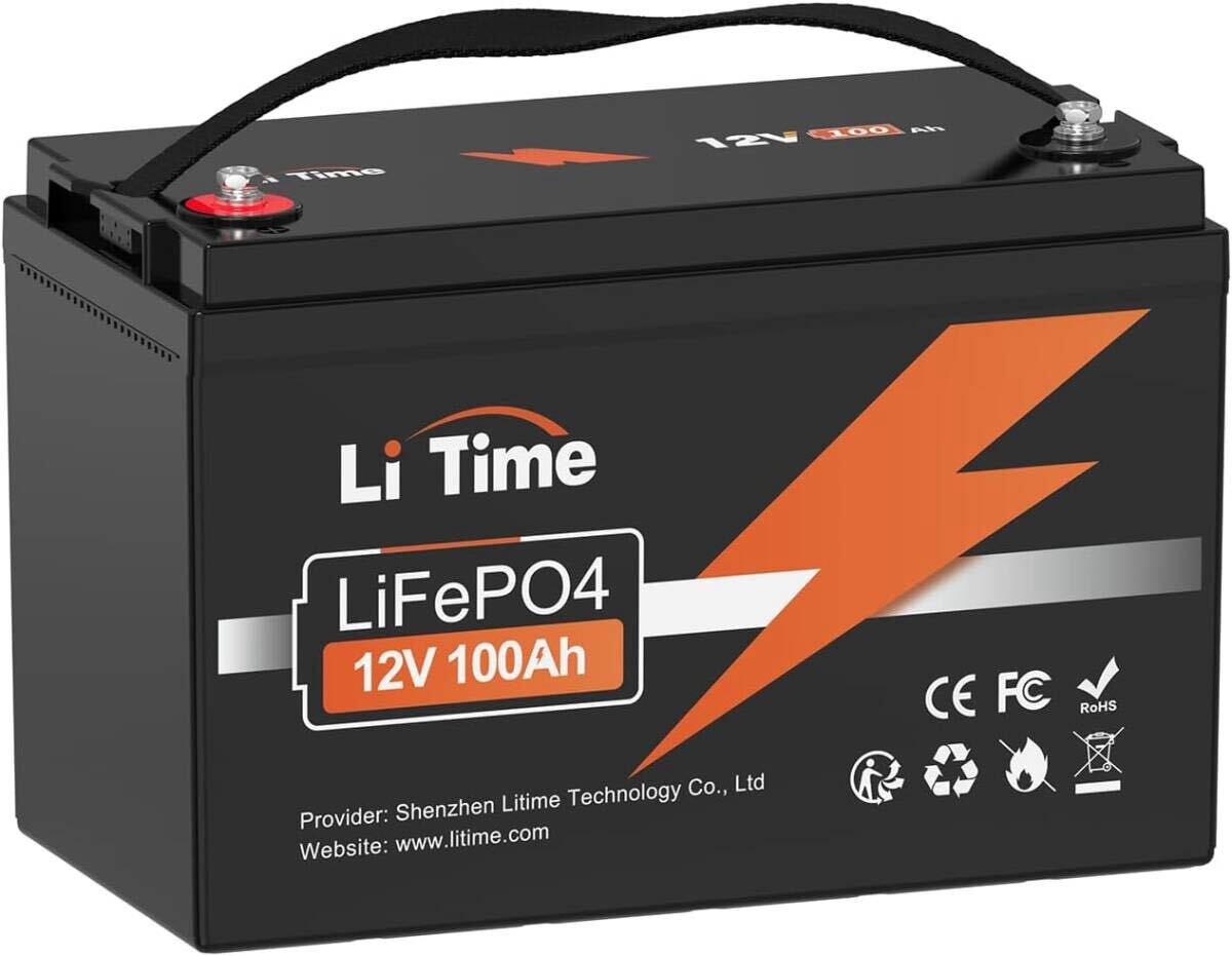 新品　LiTime 12V100Ah リン酸鉄リチウムイオンバッテリー 1280W電力出力 100AのBMS 4000回以上サイクル回数 10年使用可能 コンパクト