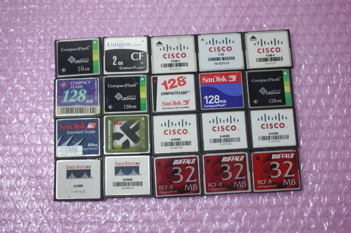 SD141【現状品】コンパクトフラッシュいろいろ16GB 1枚/2GB 1枚/1GB 3枚/128MB 5枚/64MB 5枚/32MB 5枚 合計20枚セット
