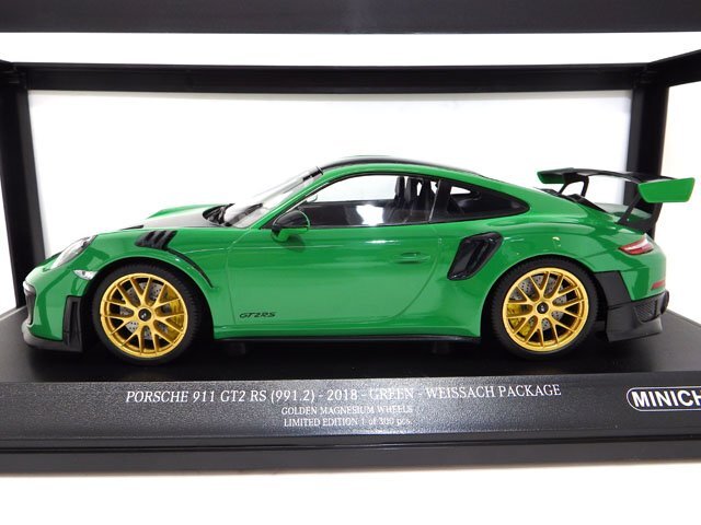 MINICHAMPS 1/18 ポルシェ 911 (991/2) GT2 RS ヴァイサッハ パッケージ 2018 ヴァイパーグリーン ゴールドリム 300台限定 ミニチャンプス