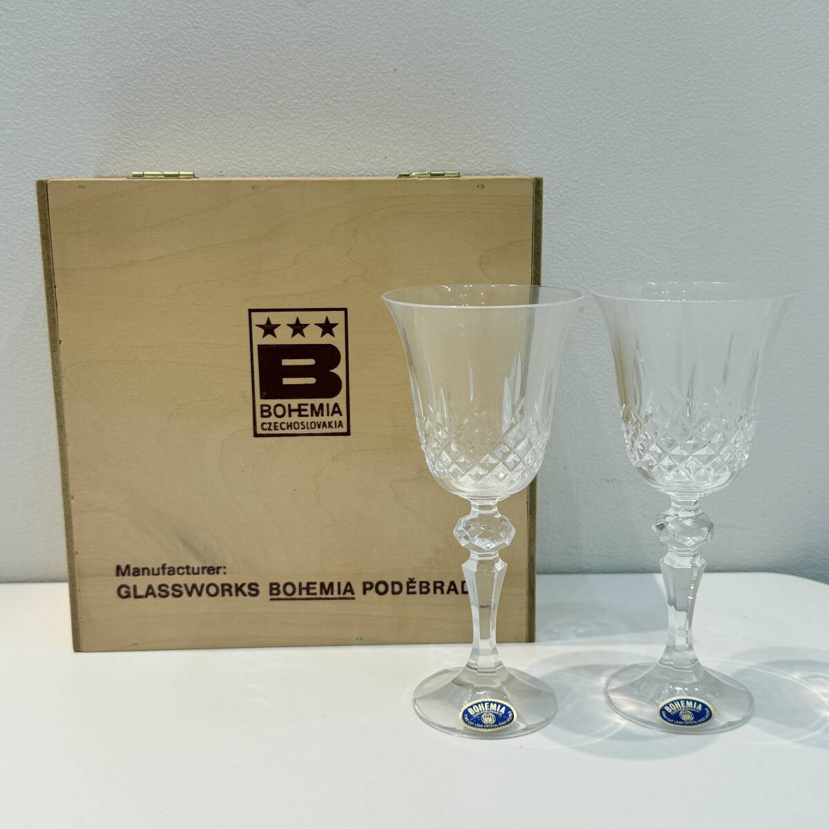 【BOHEMIA/ボヘミア】ハンドカット lead crystal クリスタル ワイングラス★