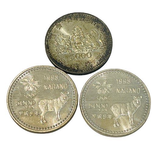 【日本銀貨/日本古銭】5000円銀貨 3枚おまとめ 議会開設百年記念/長野冬季オリンピック記念 シルバー 925/SV925 銀貨/記念硬貨★64949