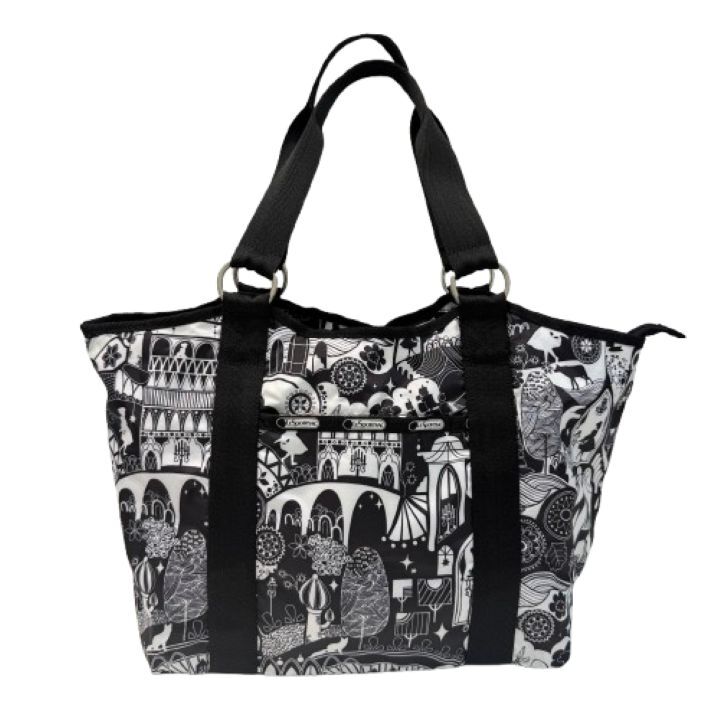 【LESPORTSAC/レスポートサック】ナイロン ハンド/トートバッグ ブラック×ホワイト★65048
