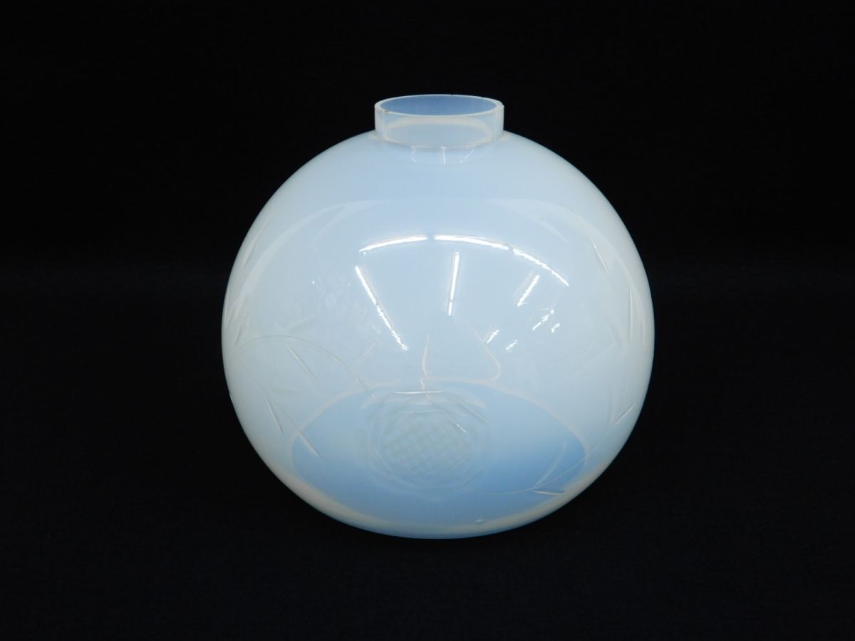 ★昭和レトロ 電傘 カットガラス★電笠/切子/硝子/シェード/青/消費税0円