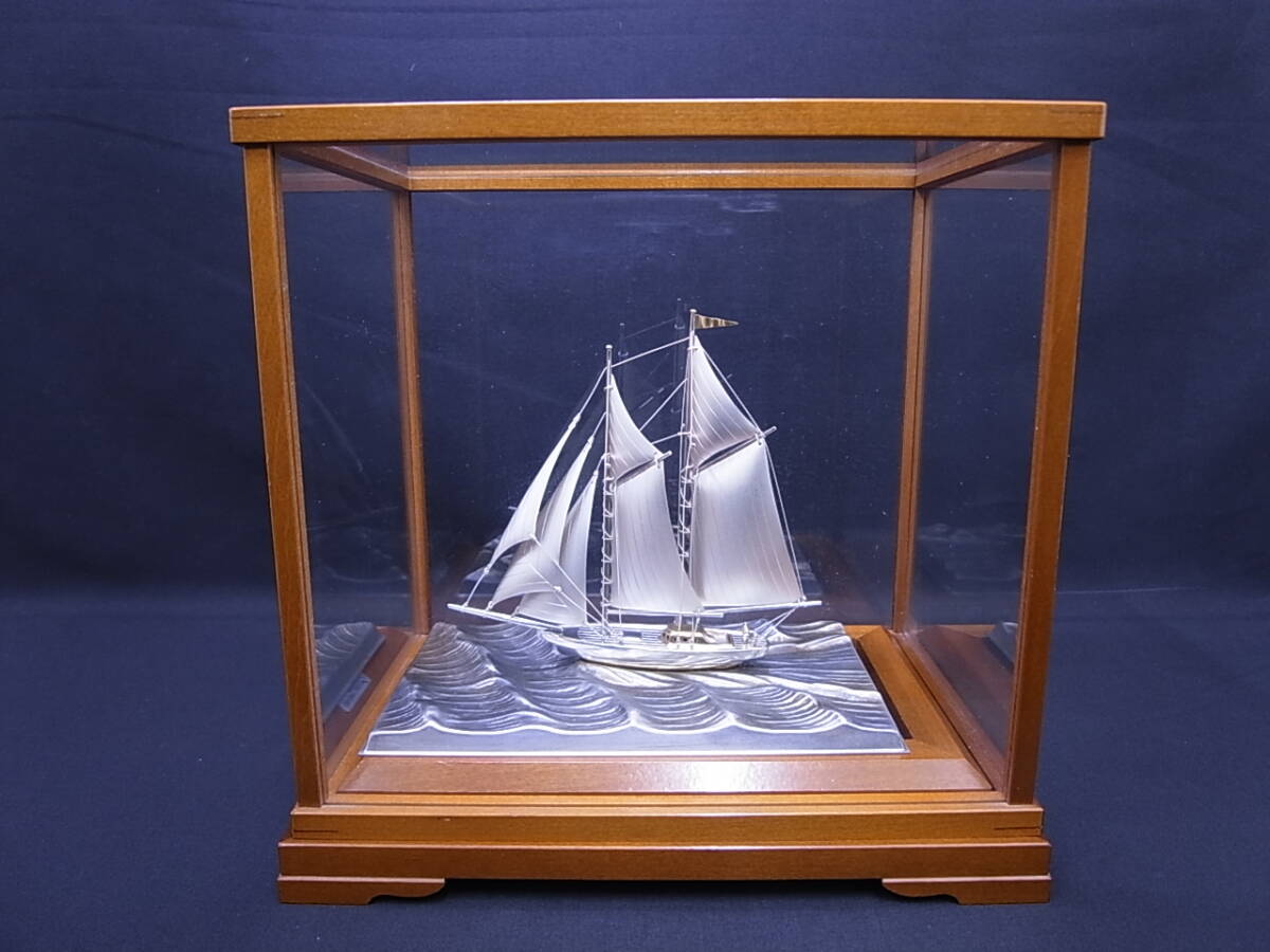 ★☆初代 関 武比古 銀製 ヨット５号(２本マスト) STERLING SILVER伝統工芸 ガラスケース入り☆★