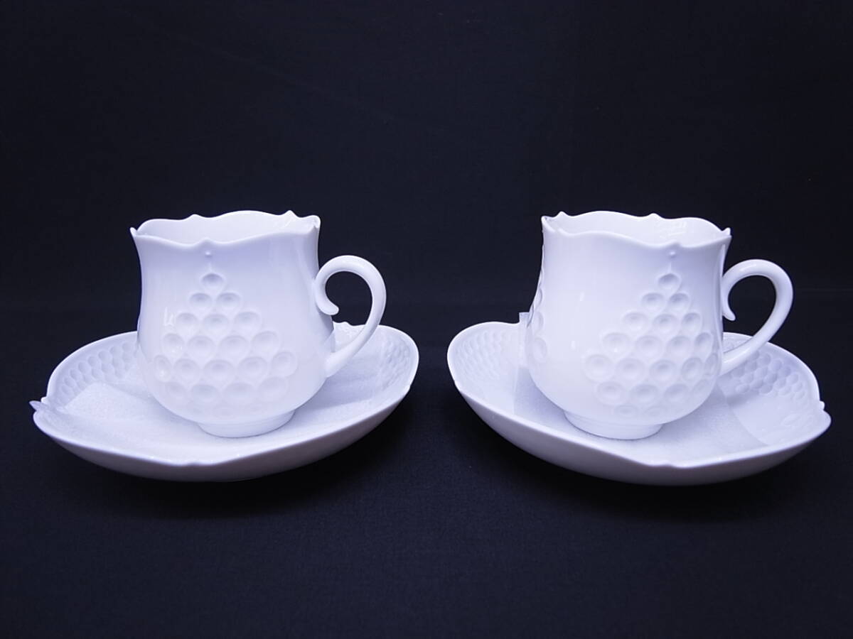 ★☆美品 MEISSEN マイセン ホワイトレリーフ コーヒーカップ＆ソーサー ペア☆★