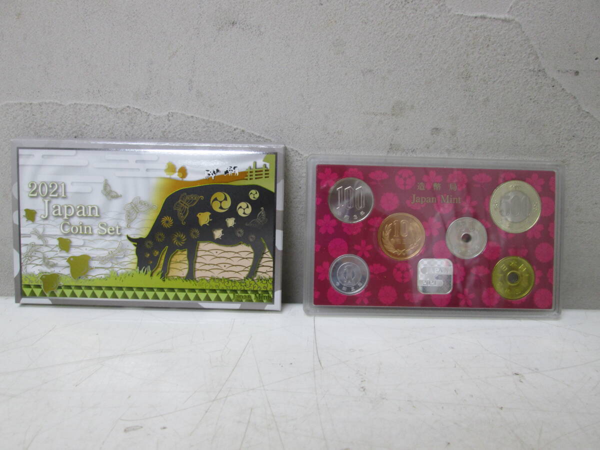 (19)☆2021 Japan Coin Set 貨幣セット「丑」 新タイプ500円硬貨入り 純銀 銘板 未使用