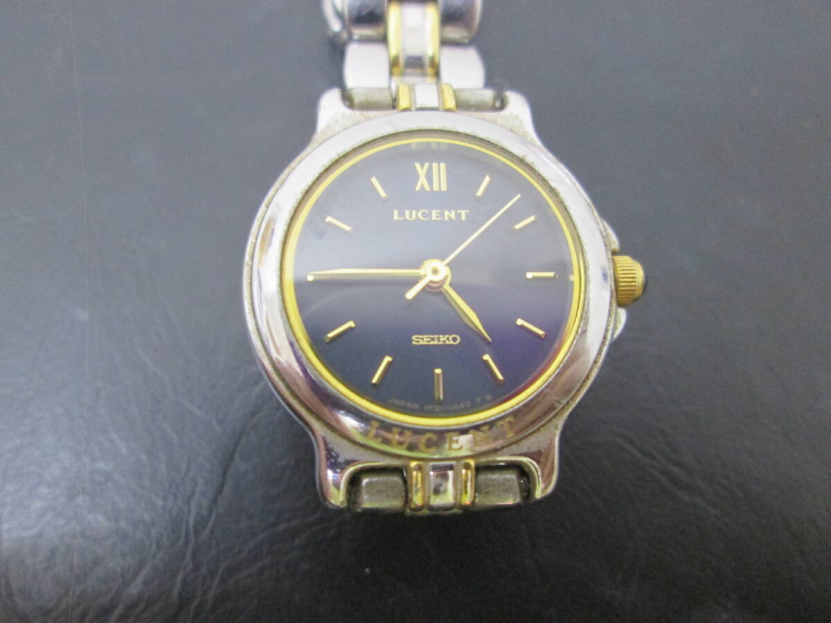 (20)☆SEIKO セイコー LUCENT ルーセント 1F21-0G90 レディース 腕時計 ネイビー 2026年3月電池交換済み 稼働品 