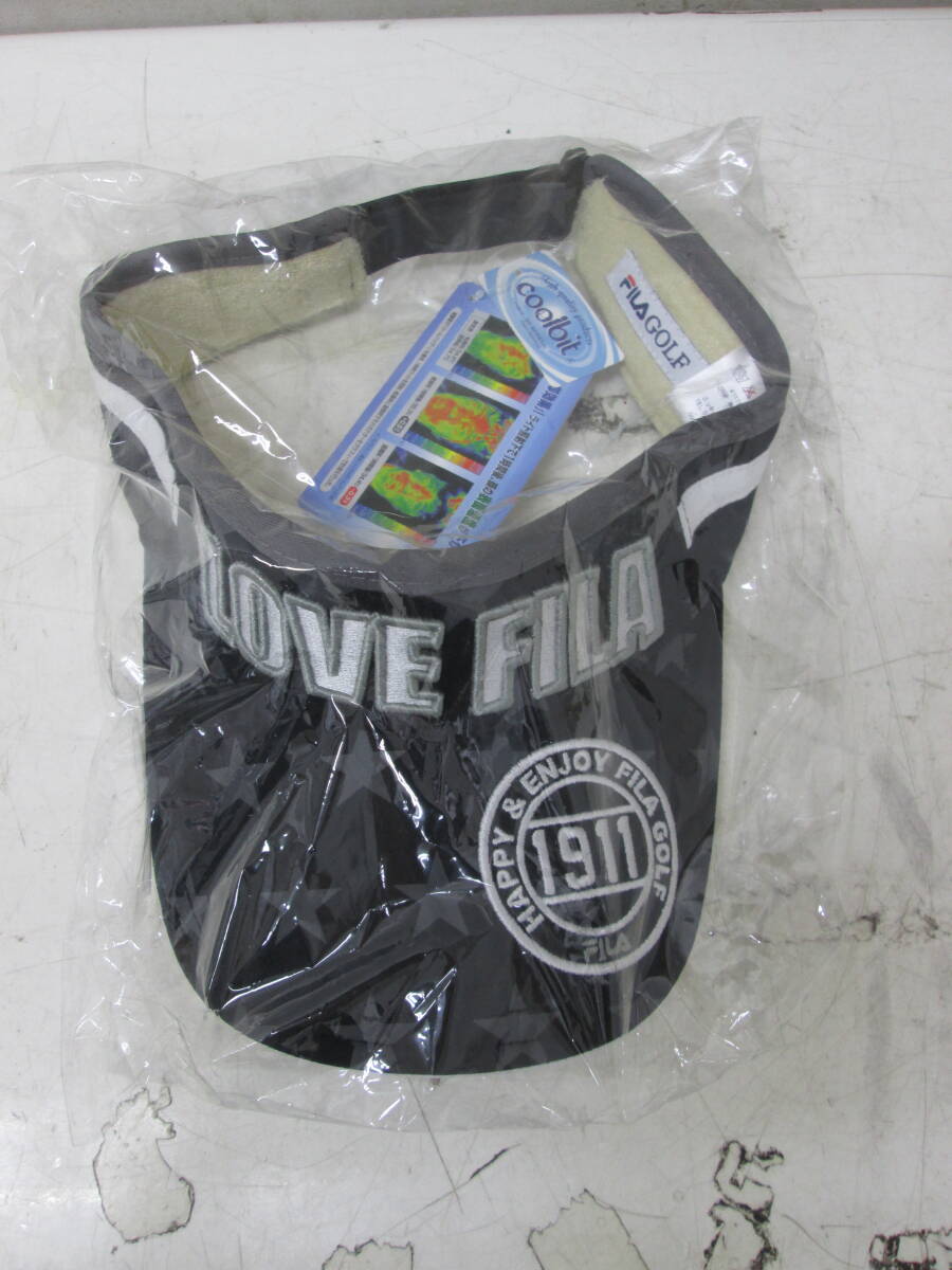 (21)♪FILA GOLF フィラゴルフ レディース Cool bit サンバイザー 星柄 ブラック サイズF タグ付き 未使用