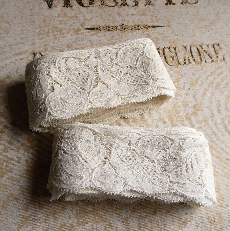 4.3m フランス アンティーク レース スカラップ 手編み 刺繍 ハンドメイド 材料 リメイク 素材 ドール 衣装 装飾ドレス手作りボネ手仕事