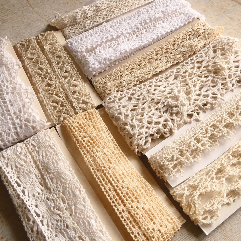 15m たくさん フランス アンティーク 手編みレース ボビンレース 鈎針 クロシェ編み素材ハンドメイド材料リメイク装飾ドール衣装ボネ手仕事