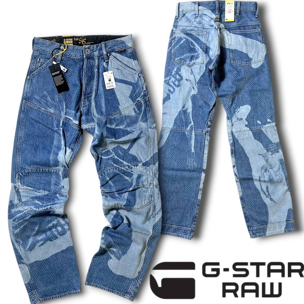 新品 G-STAR RAW ジースター ロゥ 定価3万 Elwood Regular Jeans 立体構造 デニムパンツ ジーンズ 26/30 ブルー系 春夏秋 B10489