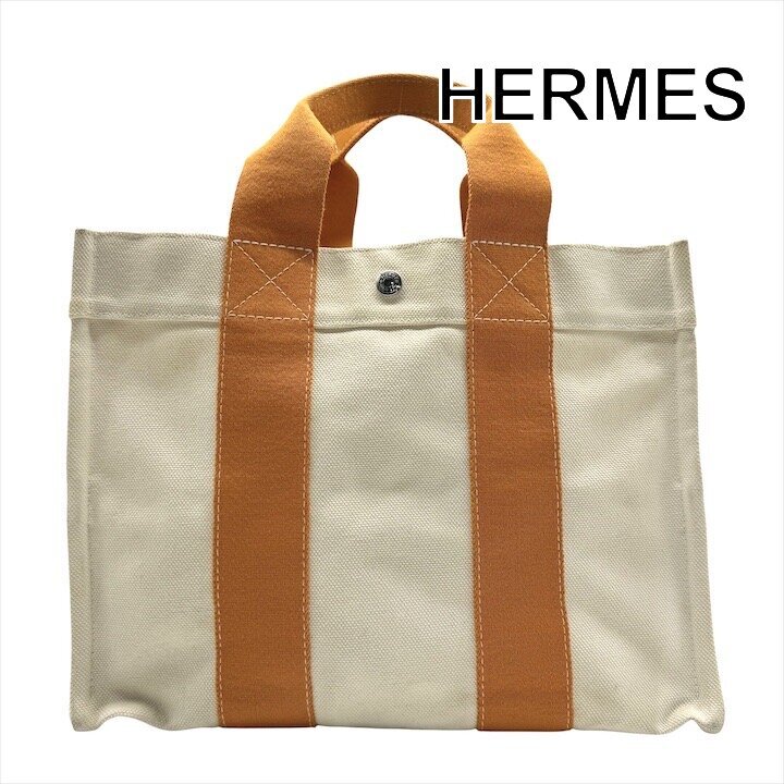 美品 HERMES エルメス ボラボラ PM オレンジ キャンバス トート バッグ ブランド カバン BAG k7418