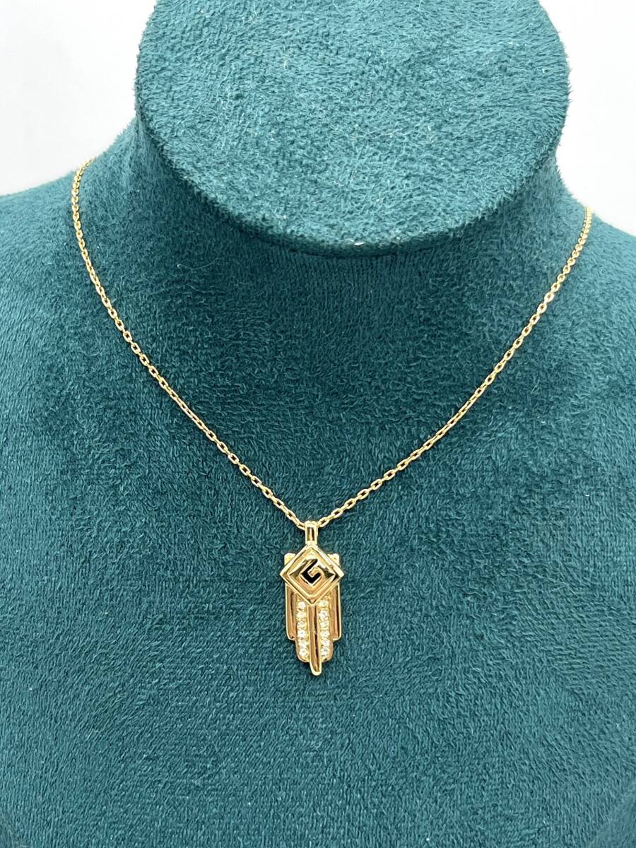 GIVENCHY ジバンシィ ネックレス Gロゴ ストーン ゴールドカラー