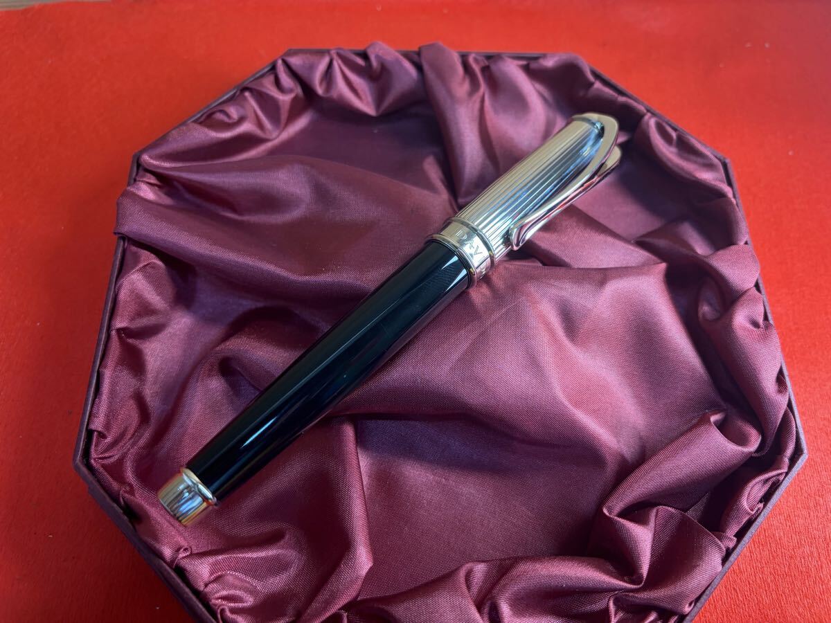 【J035】DAVIDOFF ダビドフ ペン先 18K 万年筆 ブラック×シルバー