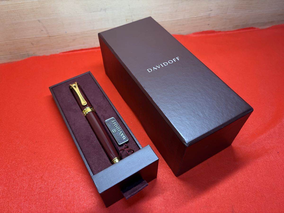 【J038】DAVIDOFF ダビドフ ペン先 18K 万年筆 ボルドー　箱あり