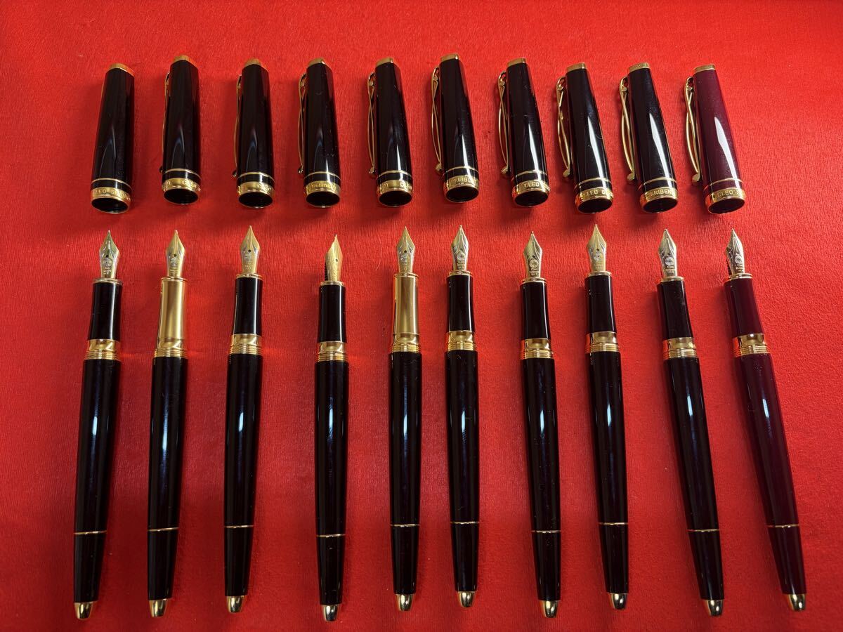 【J043】Cleo Skribent クレオ スクリベント 万年筆 ゴールド ブラック 18K 10本 まとめて