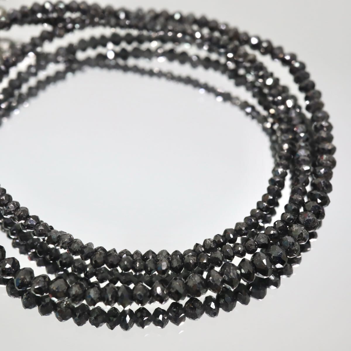 K18WG!!15.44ct!!◆天然ブラックダイヤモンドネックレス◆A 約4.1g 約41.0+5.0cm black diamond necklace jewelry ジュエリー EA1/EA5 W560