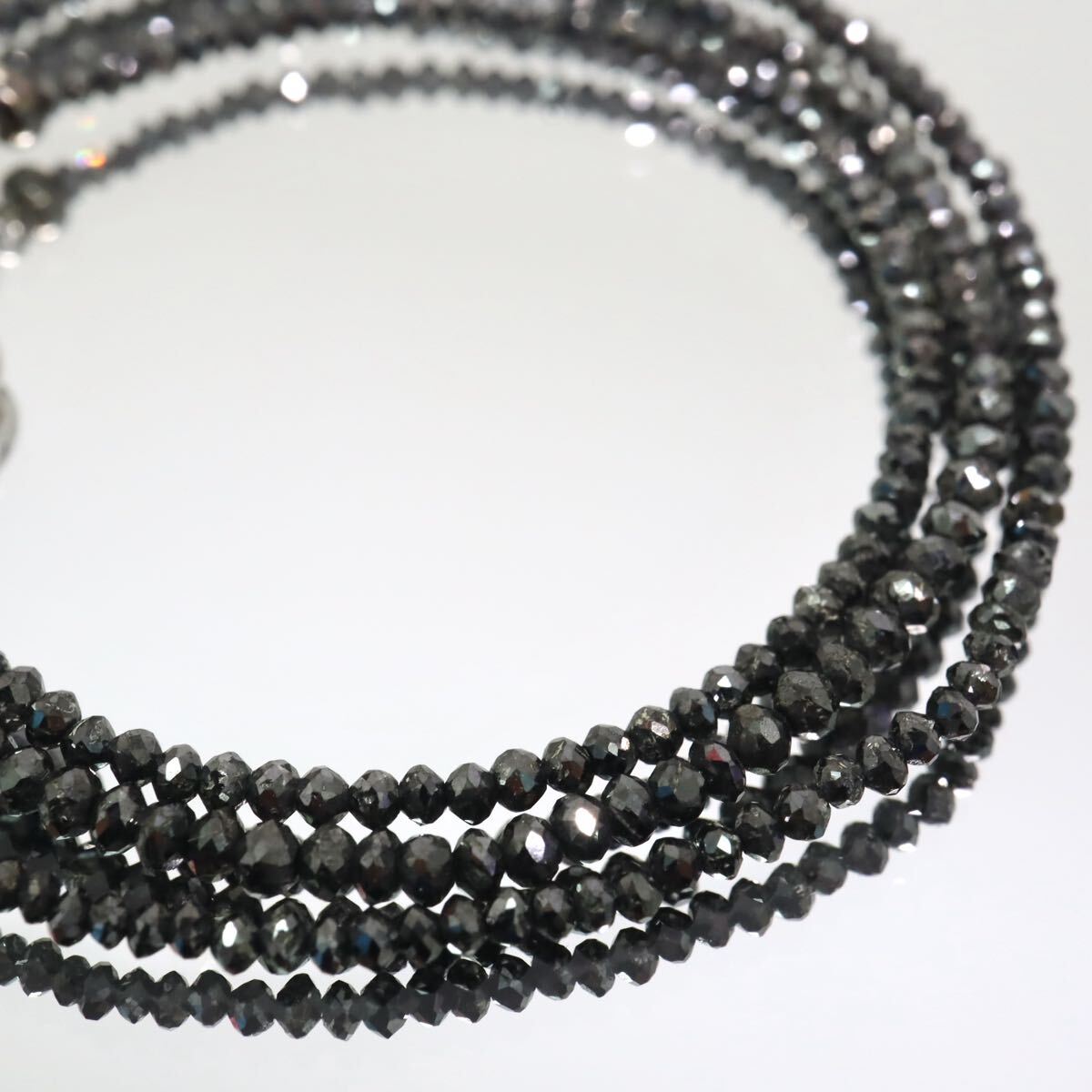 K18WG!!12.50ct!!◆天然ブラックダイヤモンドネックレス◆A 約3.9g 約39.5+4.0cm black diamond necklace jewelry ジュエリー EA0/EA2 W561