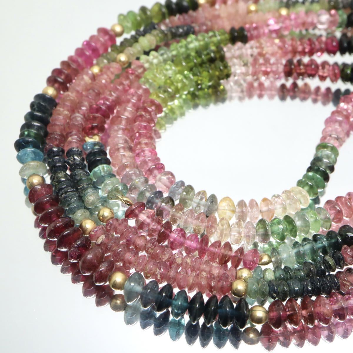 K18入り!!【セット売り】◆天然トルマリンネックレス3点&ブレスレット1点おまとめ◆A 約49.3g tourmaline ピンク グリーン EB8/EC5 W576