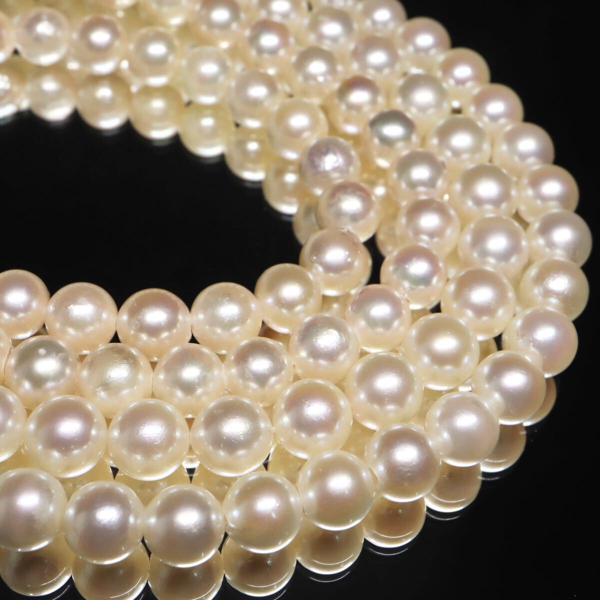 テリ良好!!大珠入り!!約7.5-8.5mm珠【セット売り】◆アコヤ本真珠ネックレス2点おまとめ◆A 約131.8g pearl パール necklace EA7/EC1 WN112