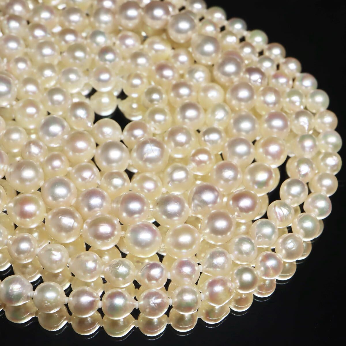 約5.5-9.0mm珠【セット売り】◆アコヤ本真珠ネックレス4点おまとめ◆A 約149.9g pearl パール necklace jewelry ロング 大珠 DI0/EA6 WN113