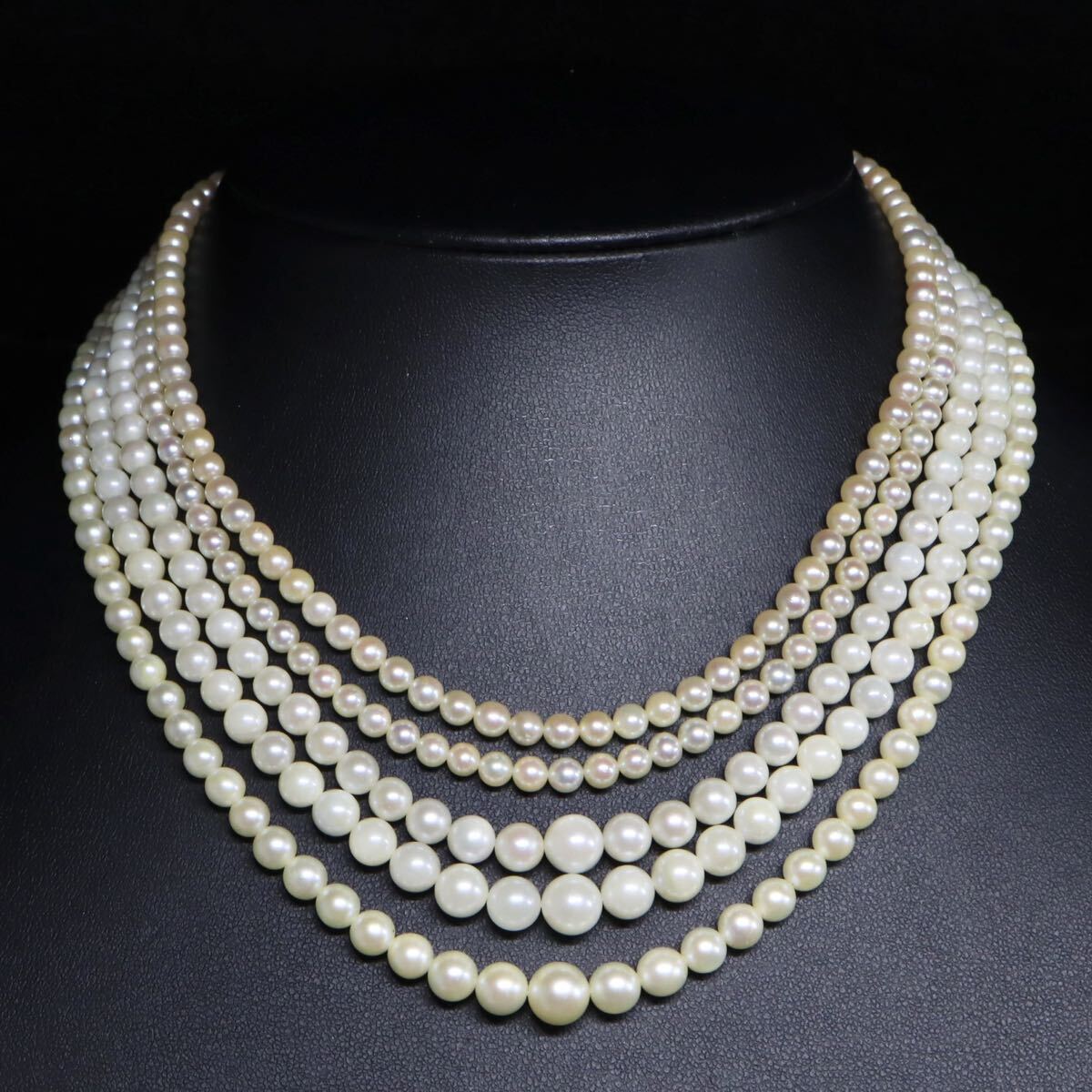 約3.0-7.0mm珠【セット売り】◆アコヤ本真珠ネックレス4点おまとめ◆A 約59.3g pearl パール necklace jewelry ジュエリー DG0/EA6 WN114