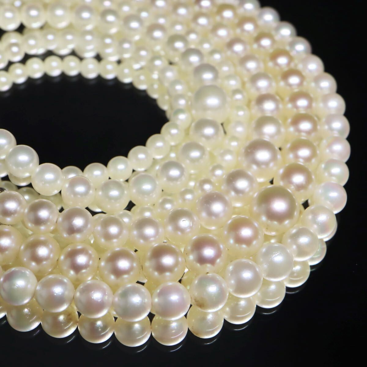 約3.0-7.5mm珠【セット売り】◆アコヤ本真珠ネックレス4点おまとめ◆A 約63.0g pearl パール necklace jewelry ジュエリー DE5/EA2 WN116