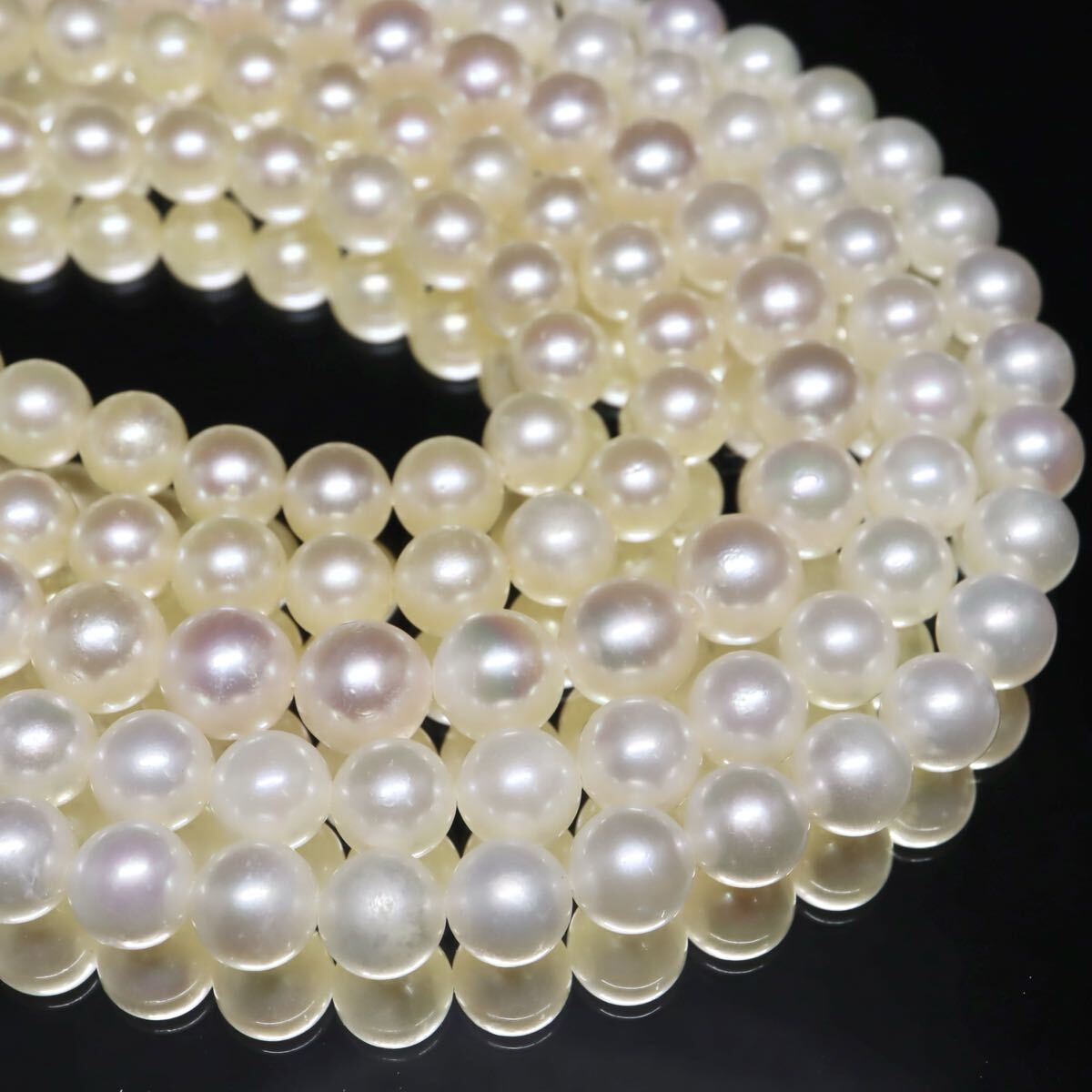 テリ良好!!ジュエリーマキ/大珠入り!!約7.0-8.5mm珠【セット売り】◆アコヤ本真珠ネックレス3点おまとめ◆A 約152.7g パール EA2/EB8 WN120