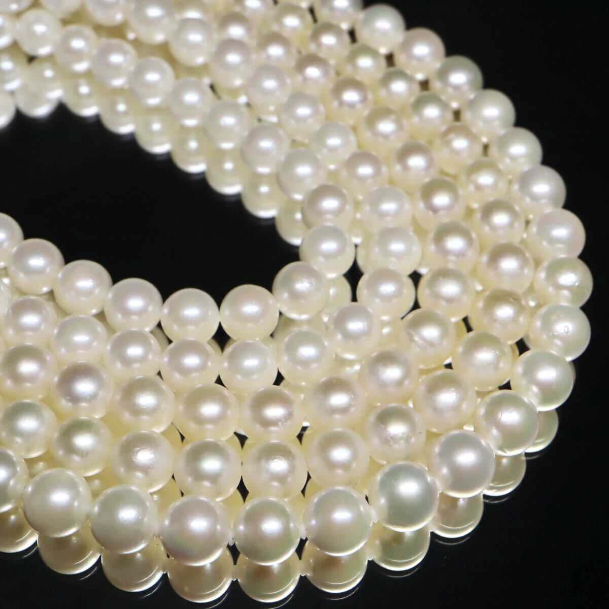 約6.5-7.5mm珠【セット売り】◆アコヤ本真珠ネックレス3点おまとめ◆A 約130.7g pearl パール necklace jewelry ジュエリー EA1/EB0 WN162