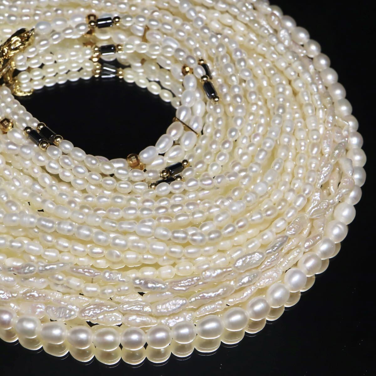 K18入り!!【セット売り】◆本真珠ネックレス5点&ブレスレット2点おまとめ◆A 約222.5g pearl パール necklace jewelry EA7/EB9 WN165