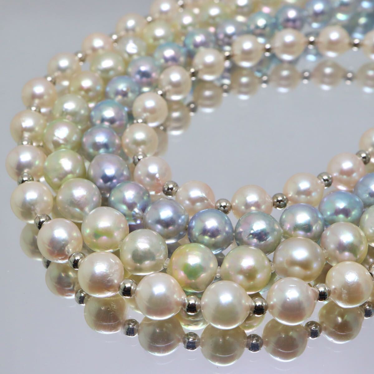 約7.0-8.0mm珠【セット売り】◆アコヤ本真珠ネックレス3点&ブレスレット1点おまとめ◆A 約99.9g pearl パール necklace DE5/EA3 WY169