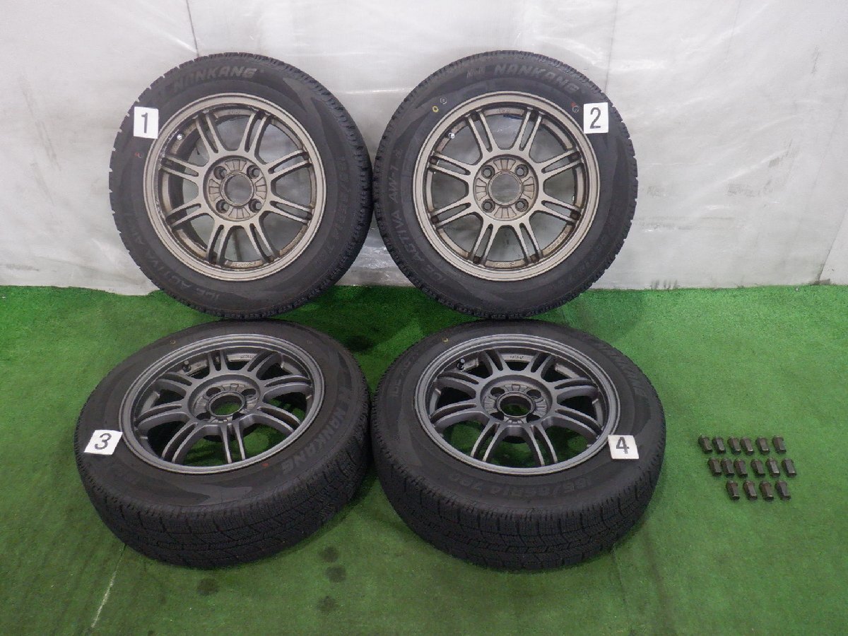 ☆2本塗装あり 社外品 RAYS KC DECOR A-LAP☆ 4H 100 6J +28 14インチ アルミホイール 冬用 スタッドレス タイヤ 165/65R14 NANKANG 4本