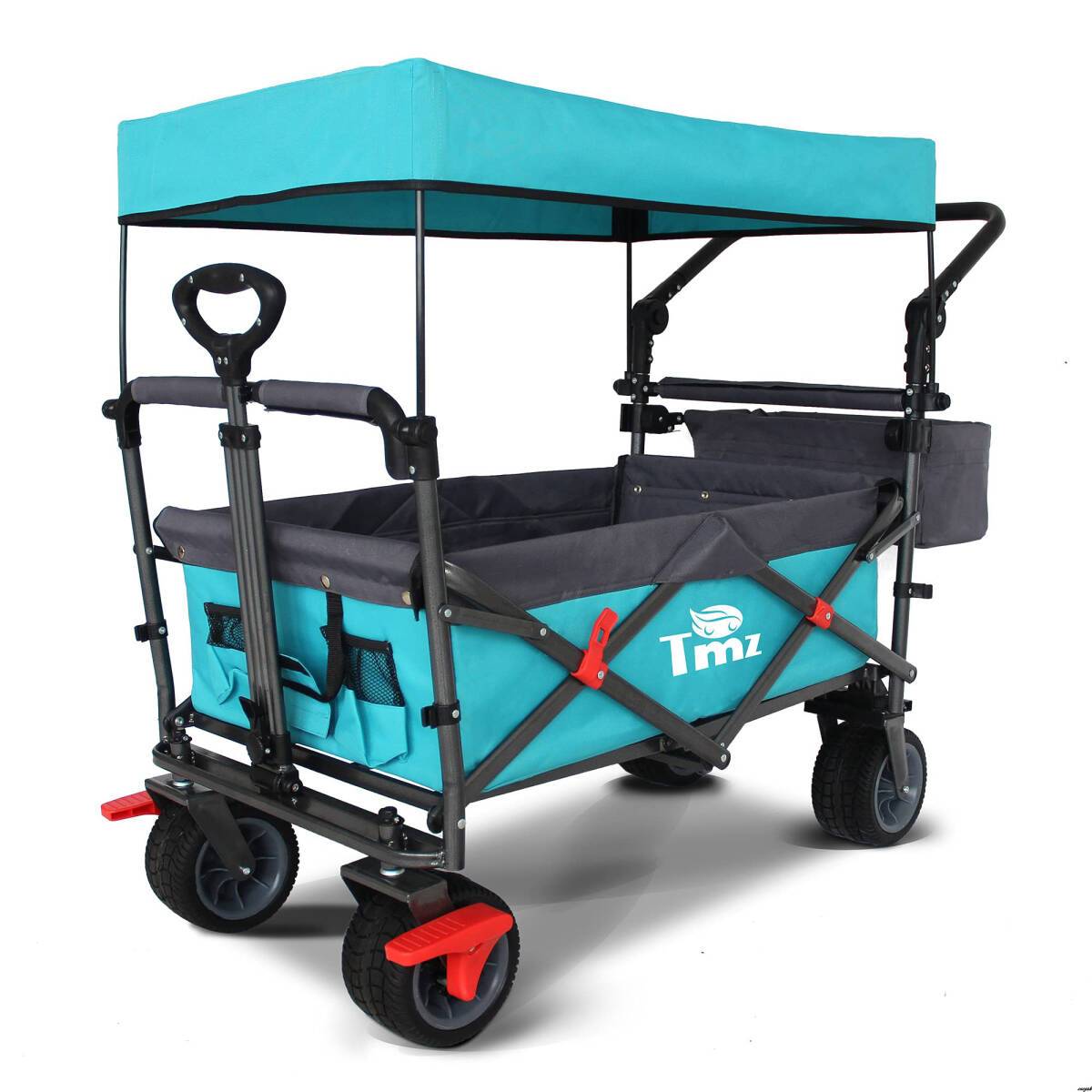 【120kgの耐荷重と100Lの大容量で荷物運びが快適】 キャリーワゴン 大容量 アウトドア 折りたたみ 屋根付き 台車 スカイブルー/グレー