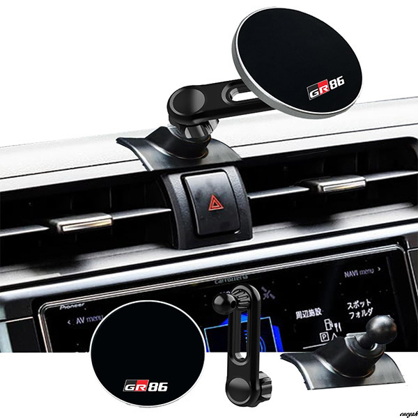 【直感的に操作できるため、運転中の安全性を高める】 スマホホルダー GR86専用 強力磁力 アルミ製 コンパクト 360度回転