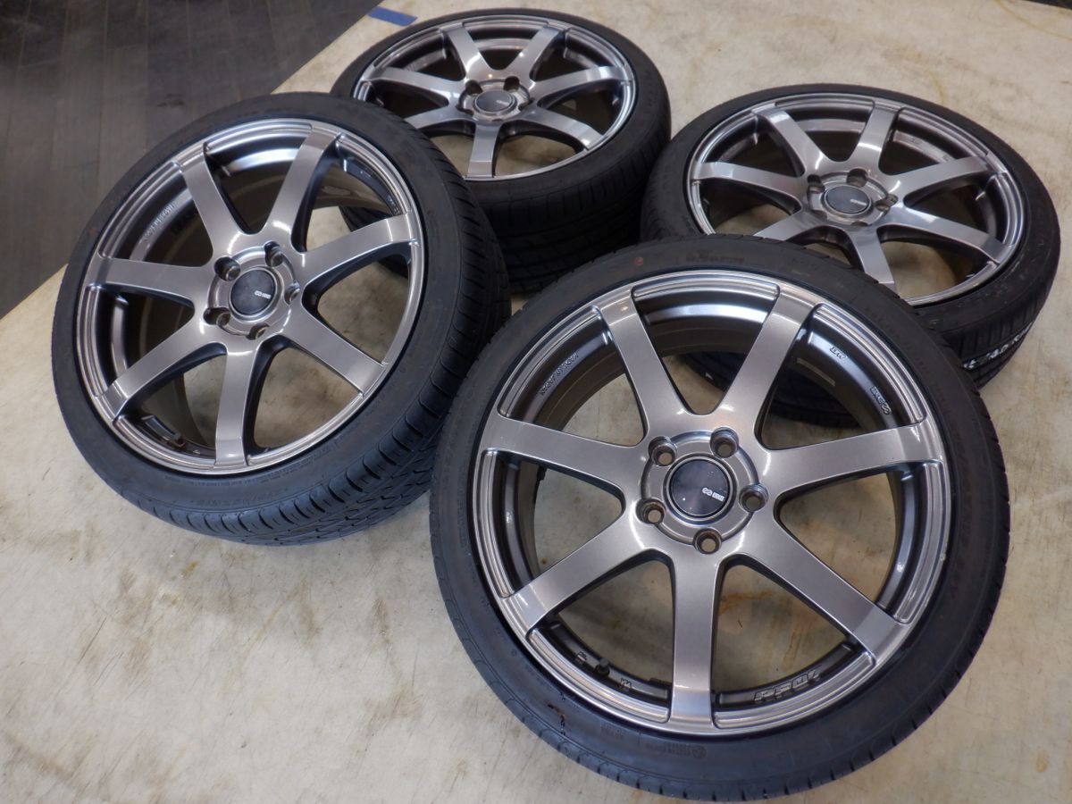 S 送料無料 24年製 極上バリ山 エンケイパフォーマンスライン PF07 18 5H114.3 215/40R18 アクセラ プレマシー シビック セレナ ヴォクシー